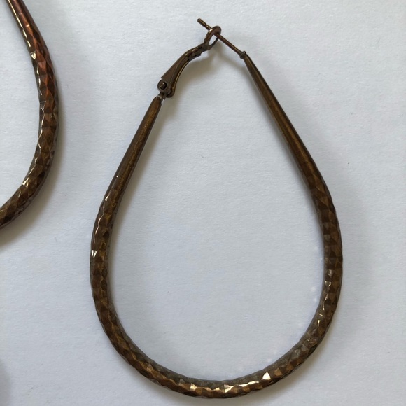 Extra Large Hammered Bronze Hoops - Picture 4 of 5